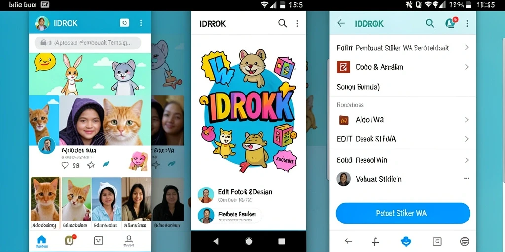 Tampilan antarmuka pengguna IDROK untuk pembuatan stiker WA yang mudah dan menarik.