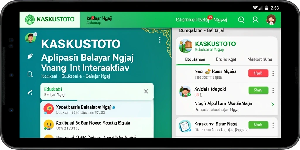 Tampilan antarmuka KASKUSTOTO dengan fitur Belajar Ngaji yang menarik.