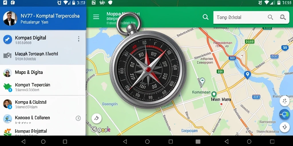Antarmuka NV77 menunjukkan fungsi Kompas Digital dengan jelas dan fungsional.