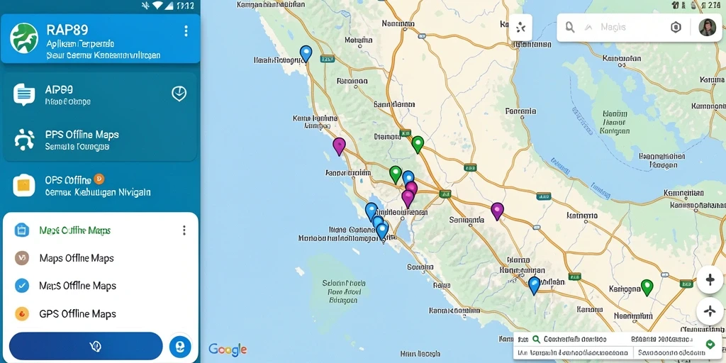 Antarmuka aplikasi GPS Offline Maps RAP89 yang responsif dan informatif.