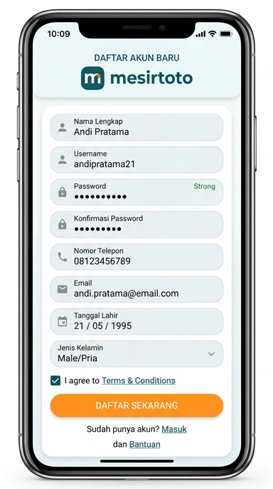 Buat Akun Baru Mesirtoto untuk Pengguna Android